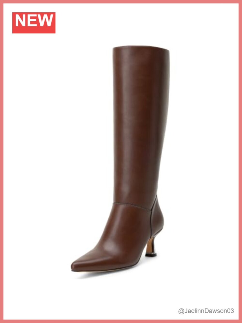Women's Faux Leather Knee High Kitten Heel Boots Pointed Toe Zip